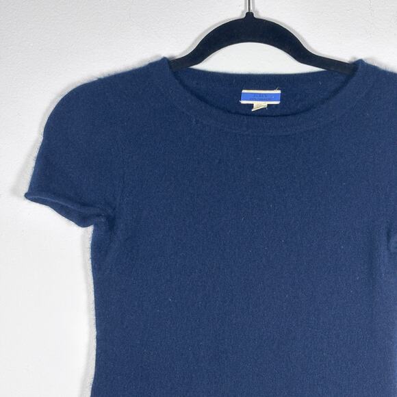 J. Crew Navy Blue Cashmere T-Shirt Sweater Short Sleeve Size XS Pre-Loved - Picture 2 of 14